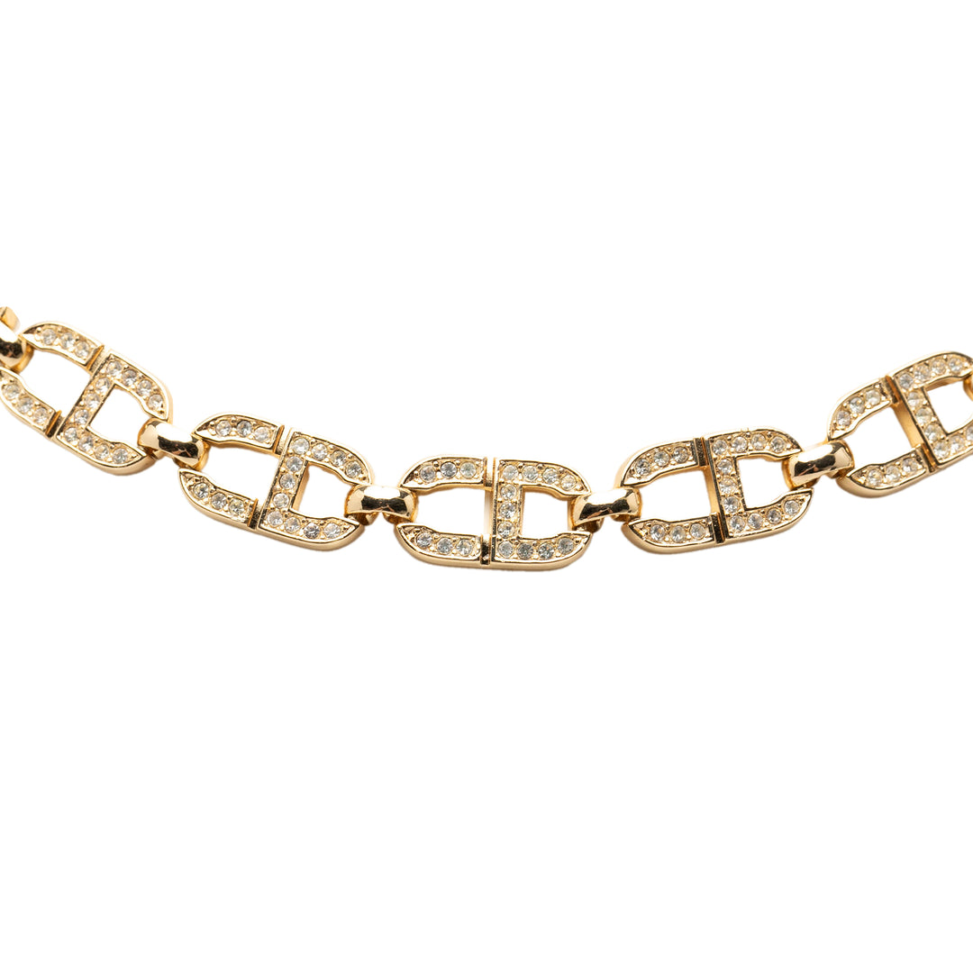 Dior plaqué Strass CD Logo Choker Collier