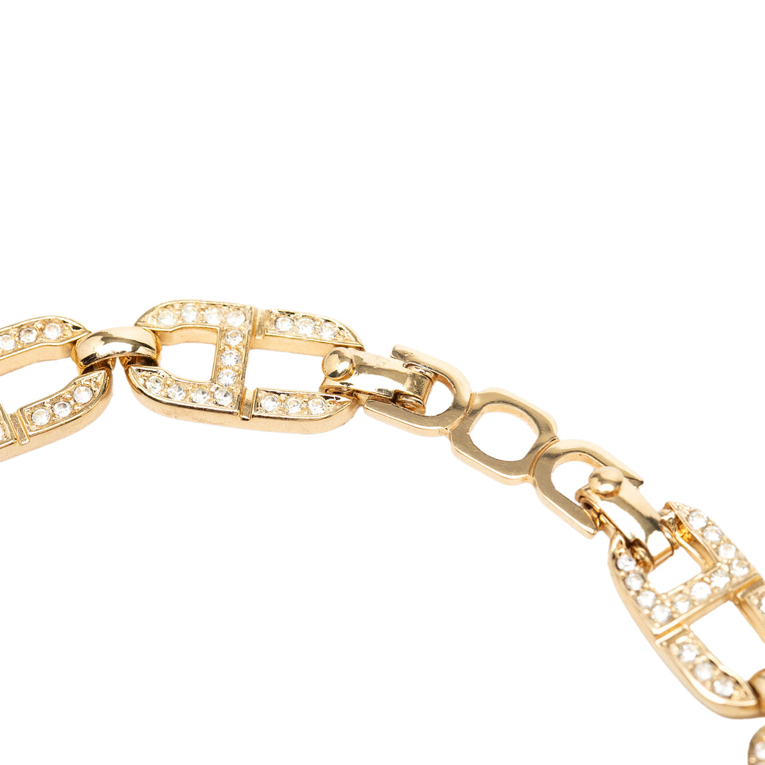 Dior plaqué Strass CD Logo Choker Collier