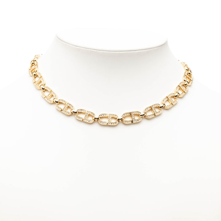 Dior plaqué Strass CD Logo Choker Collier