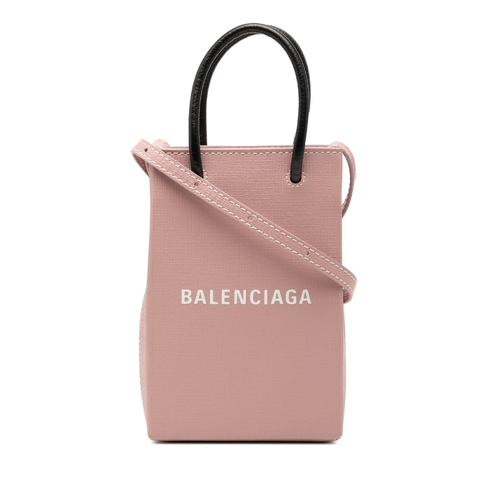 Balenciaga Logo Cabas Étui téléphone Mini Cuir de veau