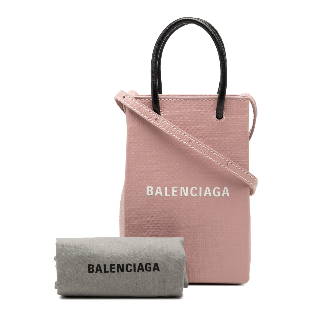 Balenciaga Logo Cabas Étui téléphone Mini Cuir de veau