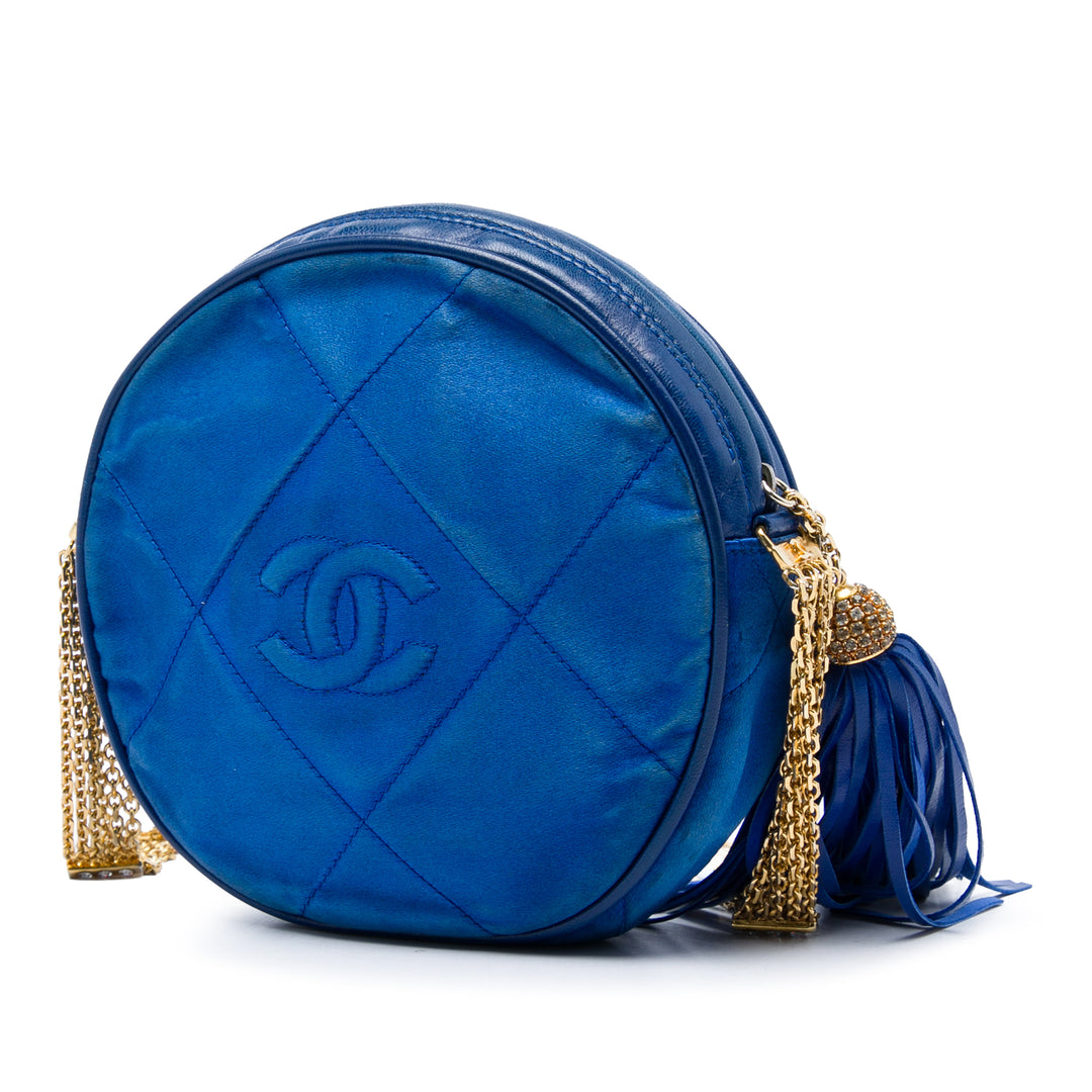 CC Matelassé Pompon Rond Sac Bleu