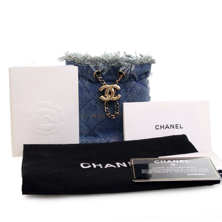 Chanel Mini Jean Mood Bucket with Chain Bleu