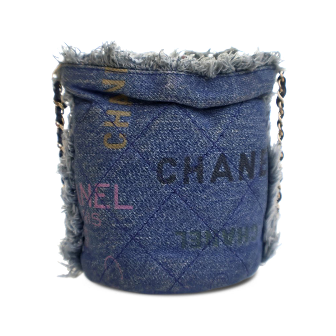 Chanel Mini Jean Mood Bucket with Chain Bleu