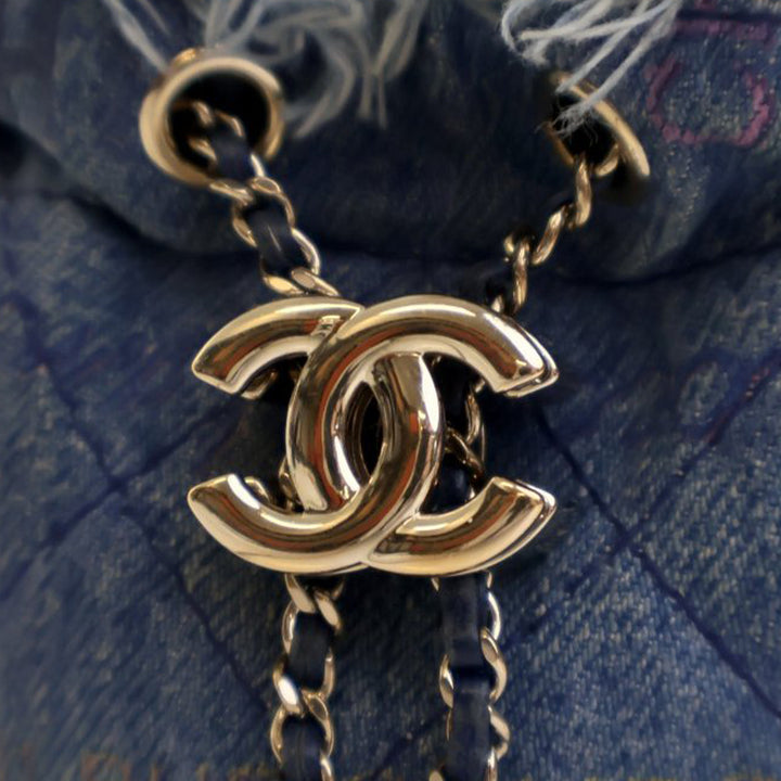 Chanel Mini Jean Mood Bucket with Chain Bleu