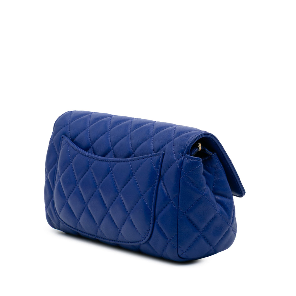 CC Quilted Lambskin Zip Vanity Flap Blue - Gaby Paris
