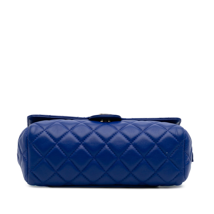 CC Quilted Lambskin Zip Vanity Flap Blue - Gaby Paris