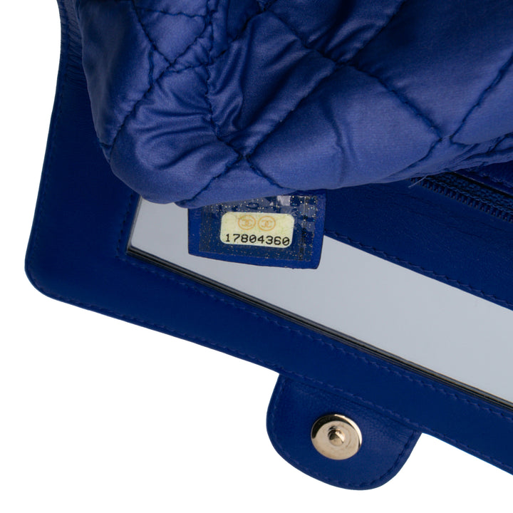 CC Quilted Lambskin Zip Vanity Flap Blue - Gaby Paris