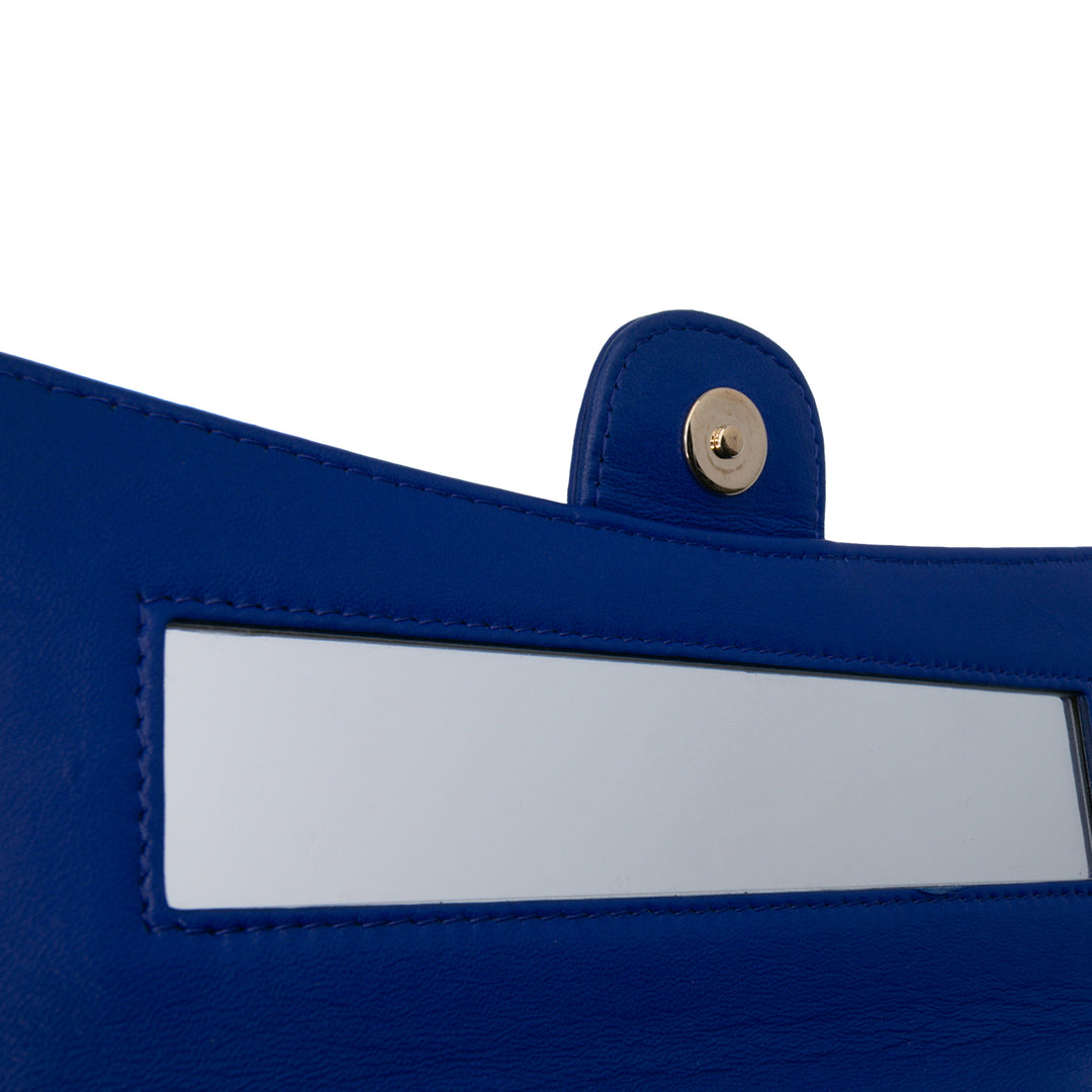 CC Quilted Lambskin Zip Vanity Flap Blue - Gaby Paris