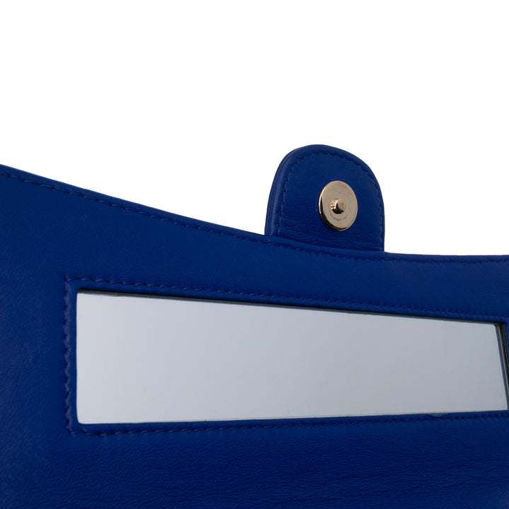CC Quilted Lambskin Zip Vanity Flap Blue - Gaby Paris