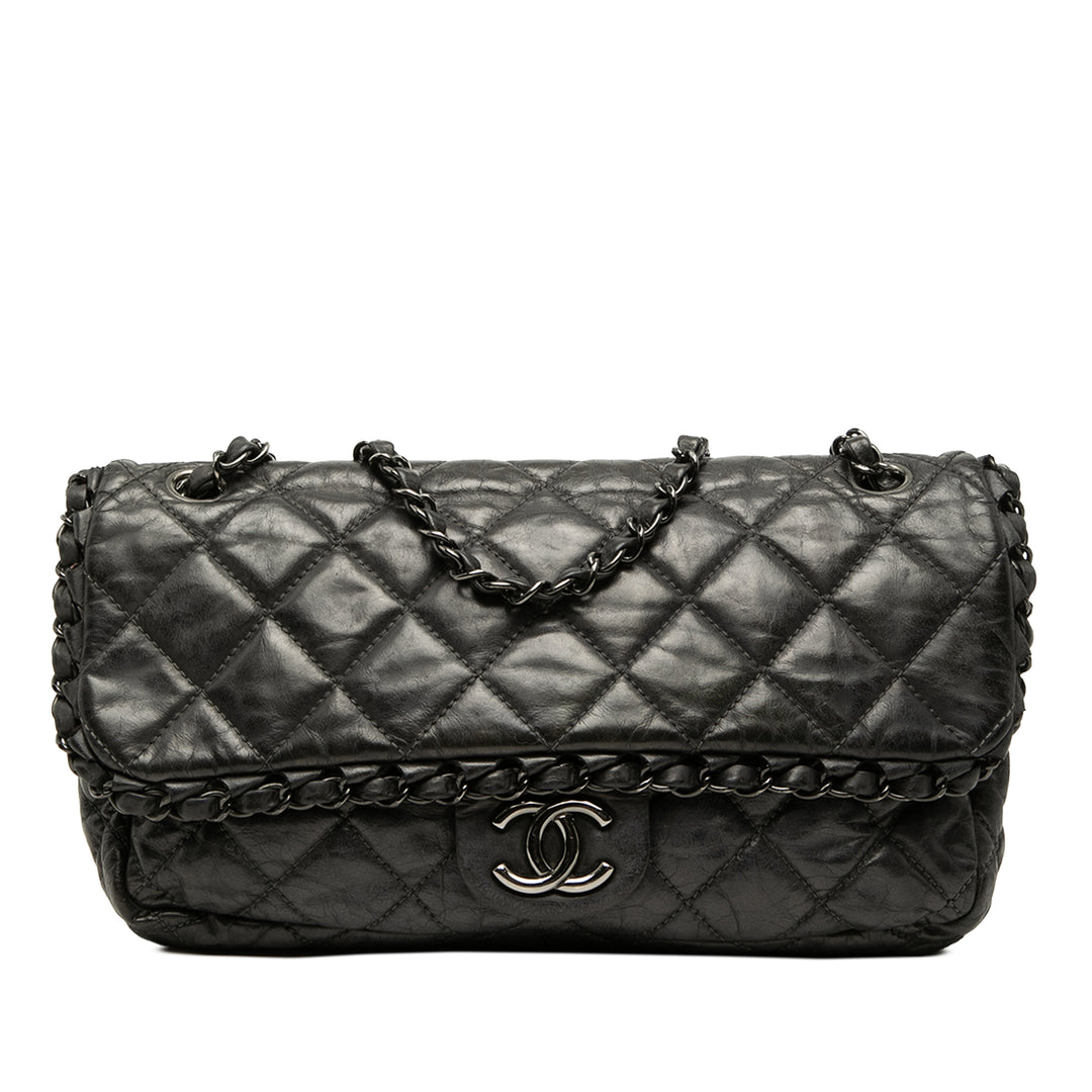 Chanel Medium Matelassé Metallic vieilli Cuir de veau Chain Me à rabat
