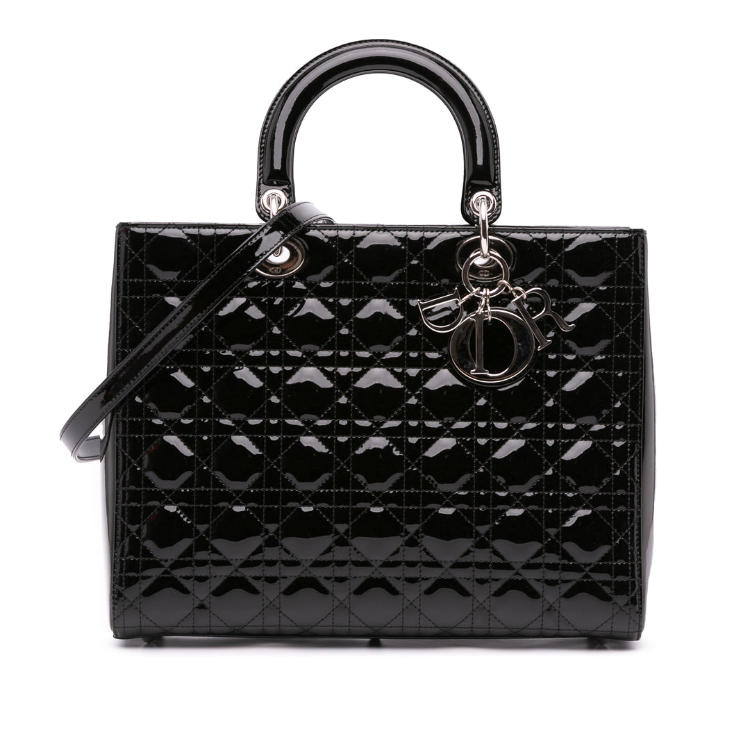 Large Patent Cannage Lady Dior Black - Gaby Paris