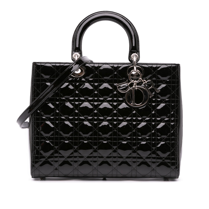 Large Patent Cannage Lady Dior Black - Gaby Paris