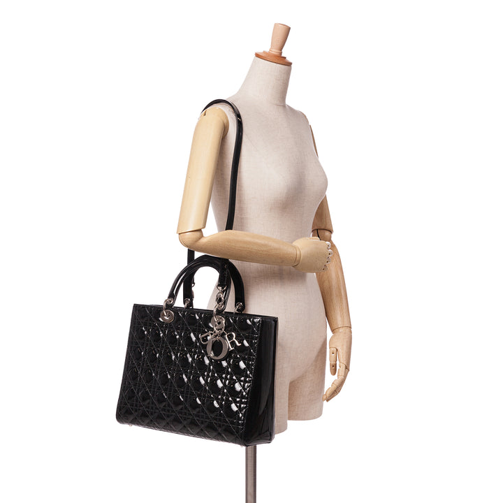 Large Patent Cannage Lady Dior Black - Gaby Paris