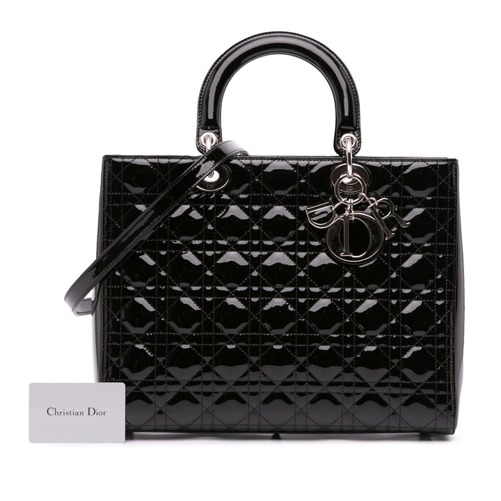 Large Patent Cannage Lady Dior Black - Gaby Paris