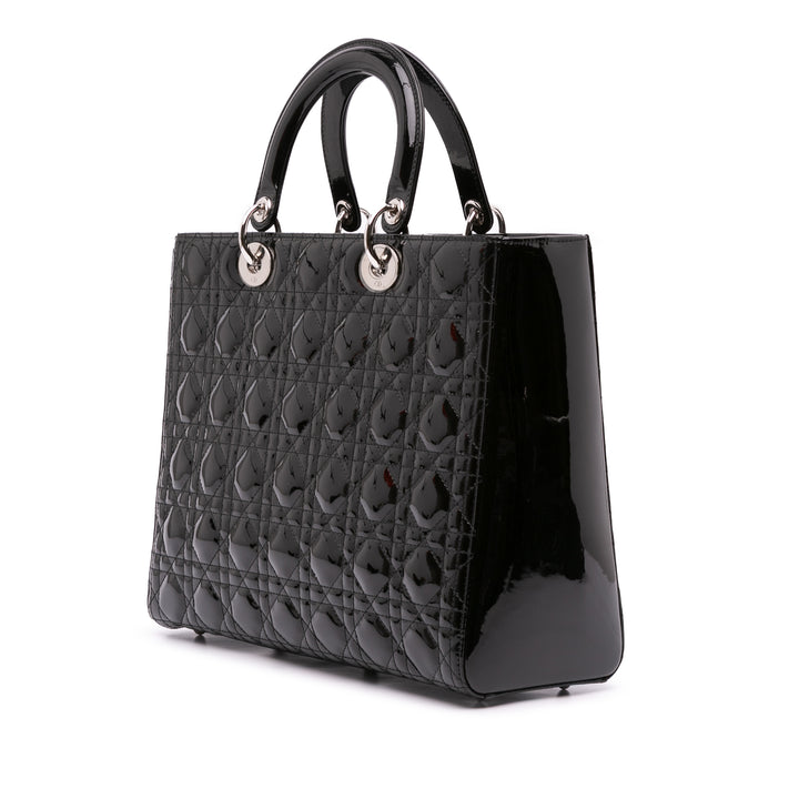 Large Patent Cannage Lady Dior Black - Gaby Paris