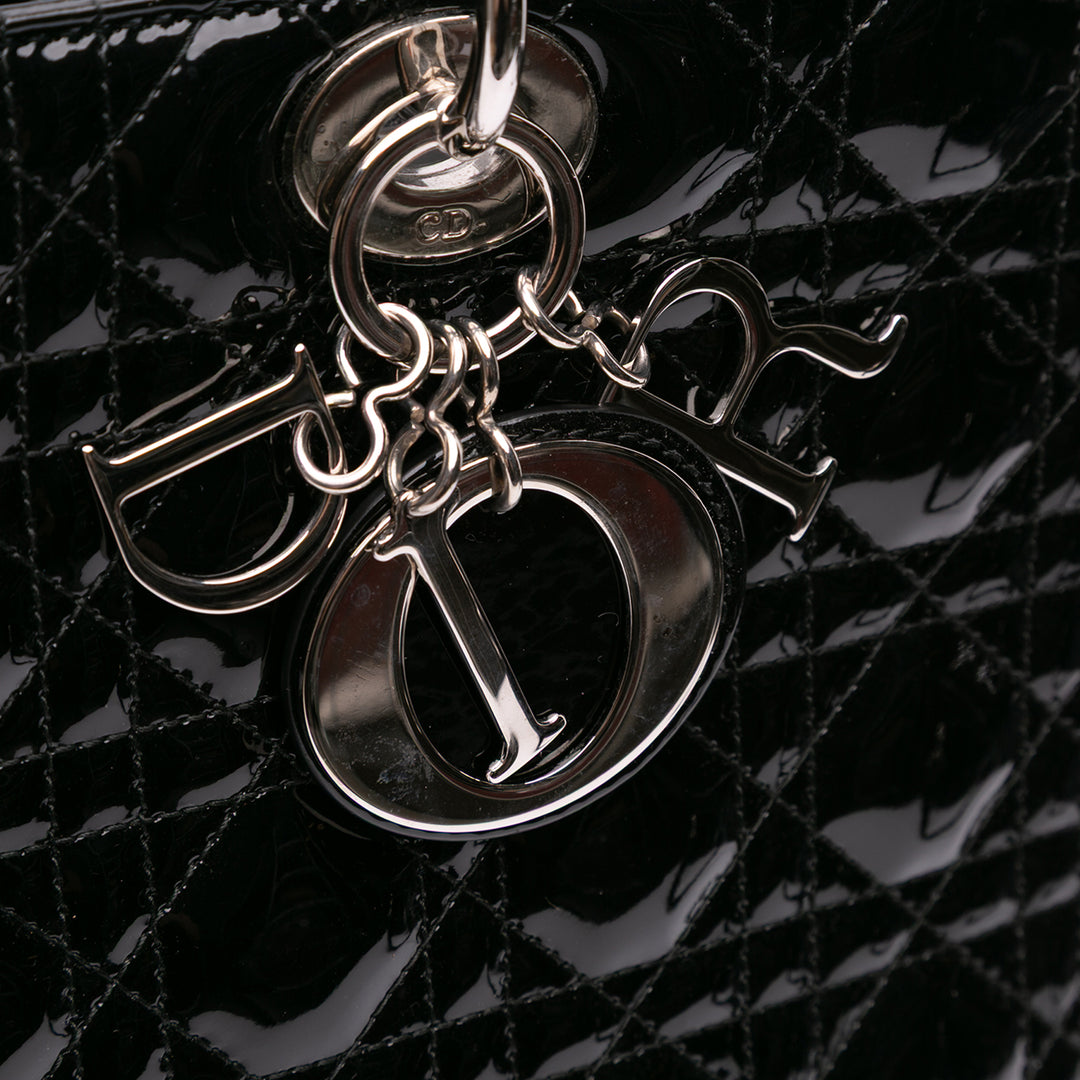 Large Patent Cannage Lady Dior Black - Gaby Paris