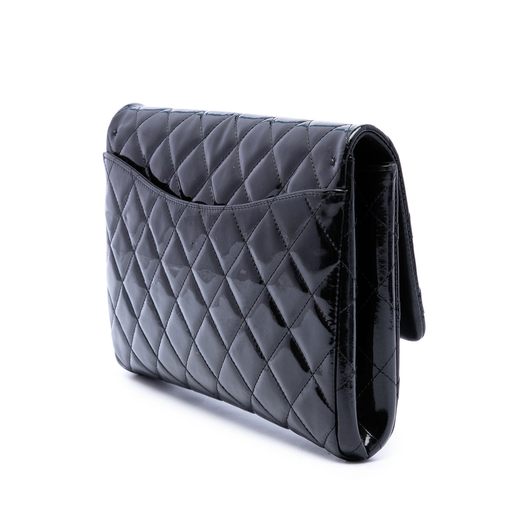 CC Matelassé à rabat Pochette avec chaîne Noir