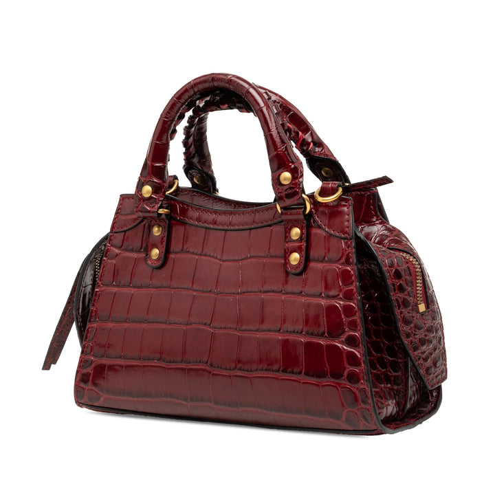 Balenciaga Mini Croc embossé Cuir de veau Motocross Neo Classic City Sac