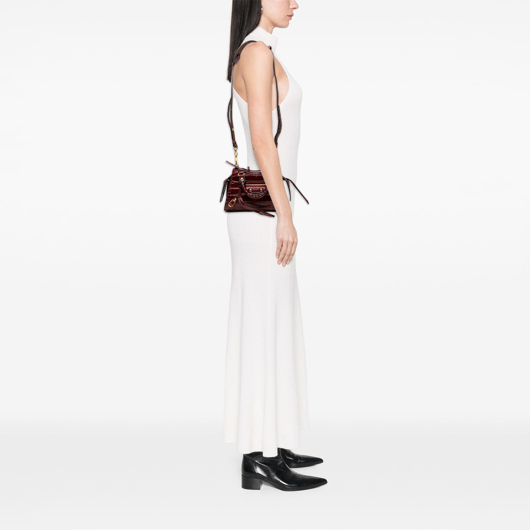 Balenciaga Mini Croc embossé Cuir de veau Motocross Neo Classic City Sac