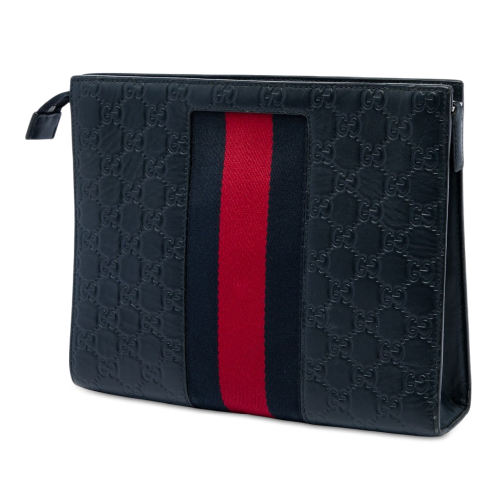 Gucci Pochette Guccissima Web Bleu – vue 2 – GABY PARIS