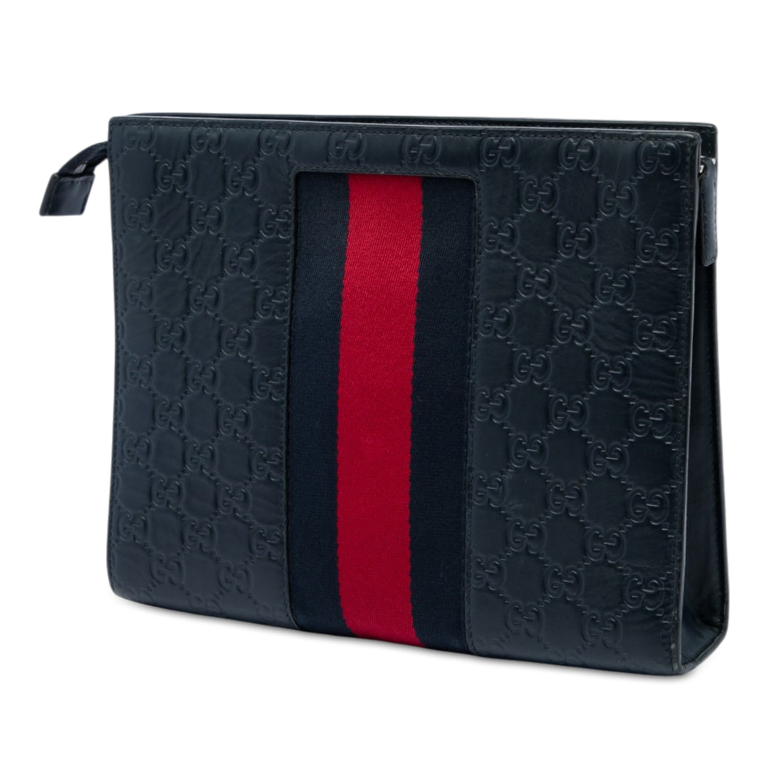 Gucci Pochette Guccissima Web Bleu – vue 2 – GABY PARIS
