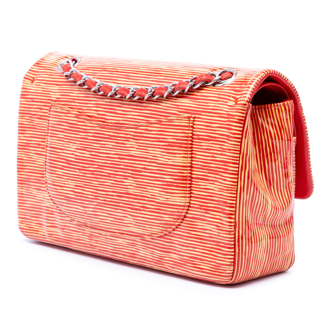 Chanel Classic Rayé Double rabat Moyen Cuir
