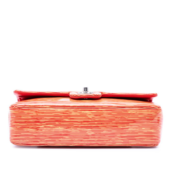 Chanel Classic Rayé Double rabat Moyen Cuir
