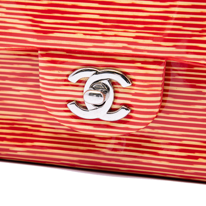 Chanel Classic Rayé Double rabat Moyen Cuir