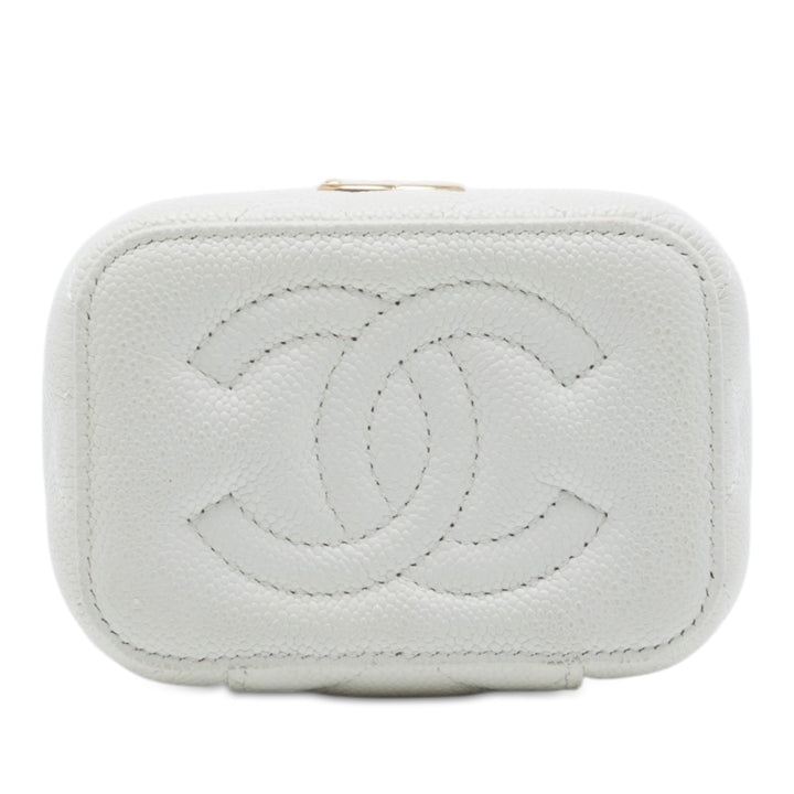 Matelassé CC Sweetheart Vanity avec chaîne Mini Cuir caviar Blanc