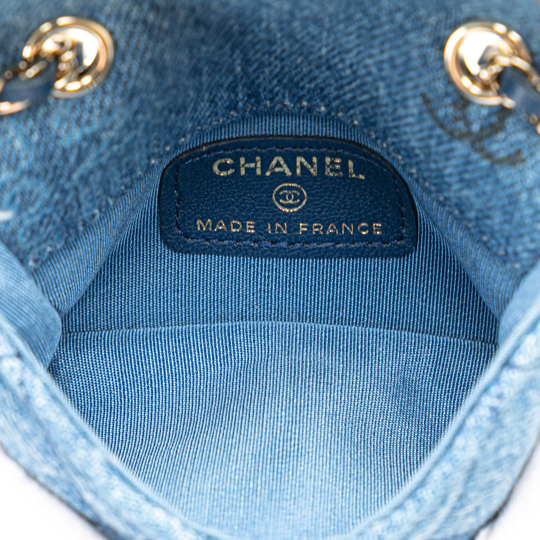 Mini Denim Mood Clutch with Chain Blue - Gaby Paris