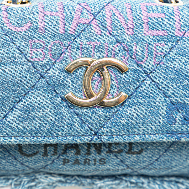 Mini Denim Mood Clutch with Chain Blue - Gaby Paris