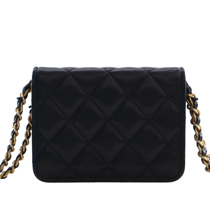 Chanel Matelassé Caviar Twist Your Buttons Coin Purse avec chaîne