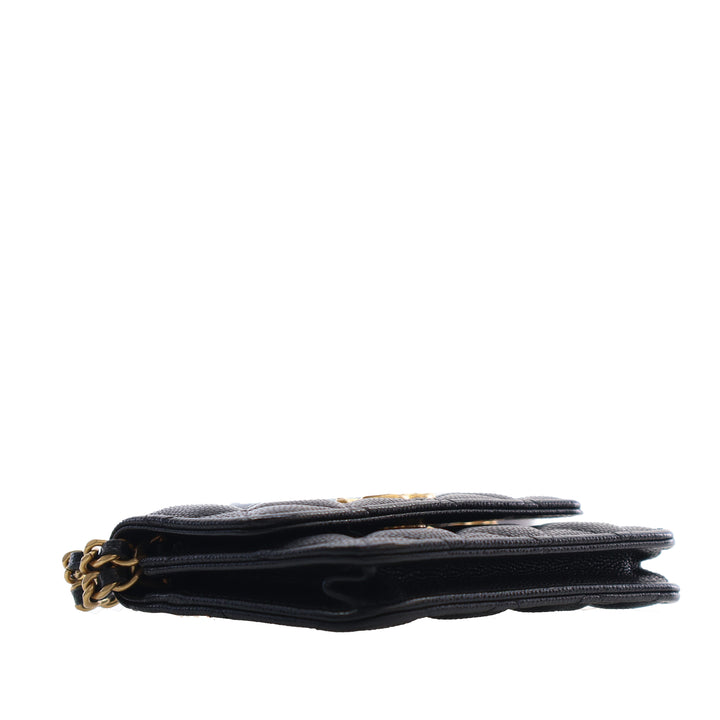 Chanel Matelassé Caviar Twist Your Buttons Coin Purse avec chaîne