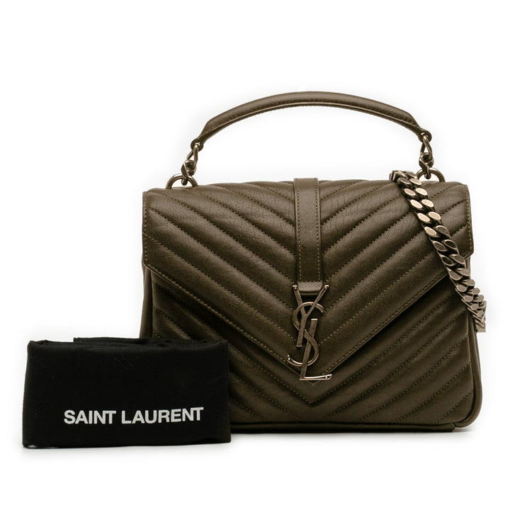 Saint Laurent Medium Matelassé Chevron Sheepskin College Sac