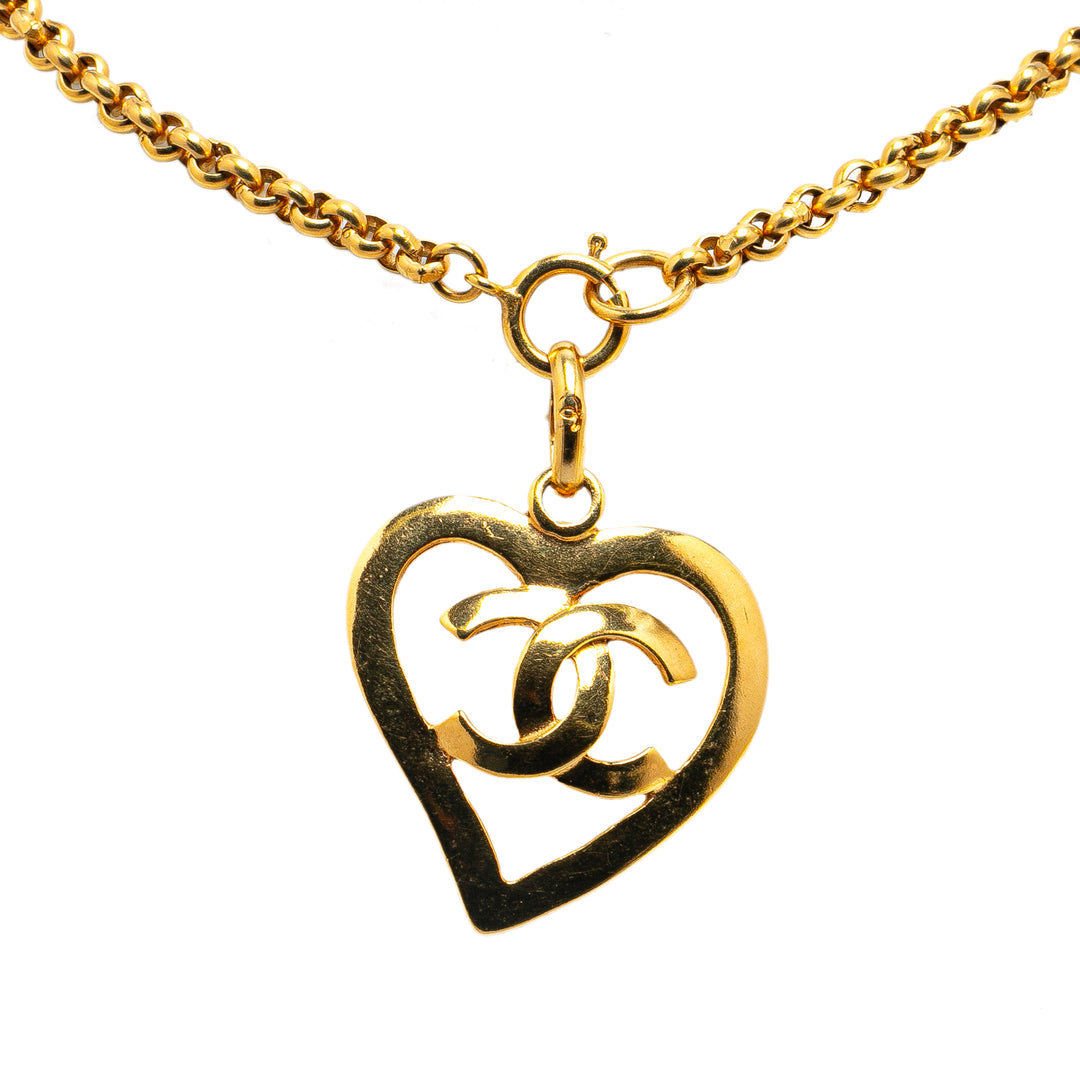 Gold Plated CC Heart Pendant Necklace Gold - Gaby Paris