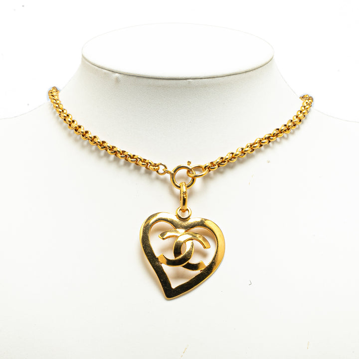 Gold Plated CC Heart Pendant Necklace Gold - Gaby Paris