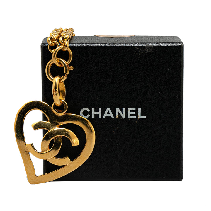 Gold Plated CC Heart Pendant Necklace Gold - Gaby Paris