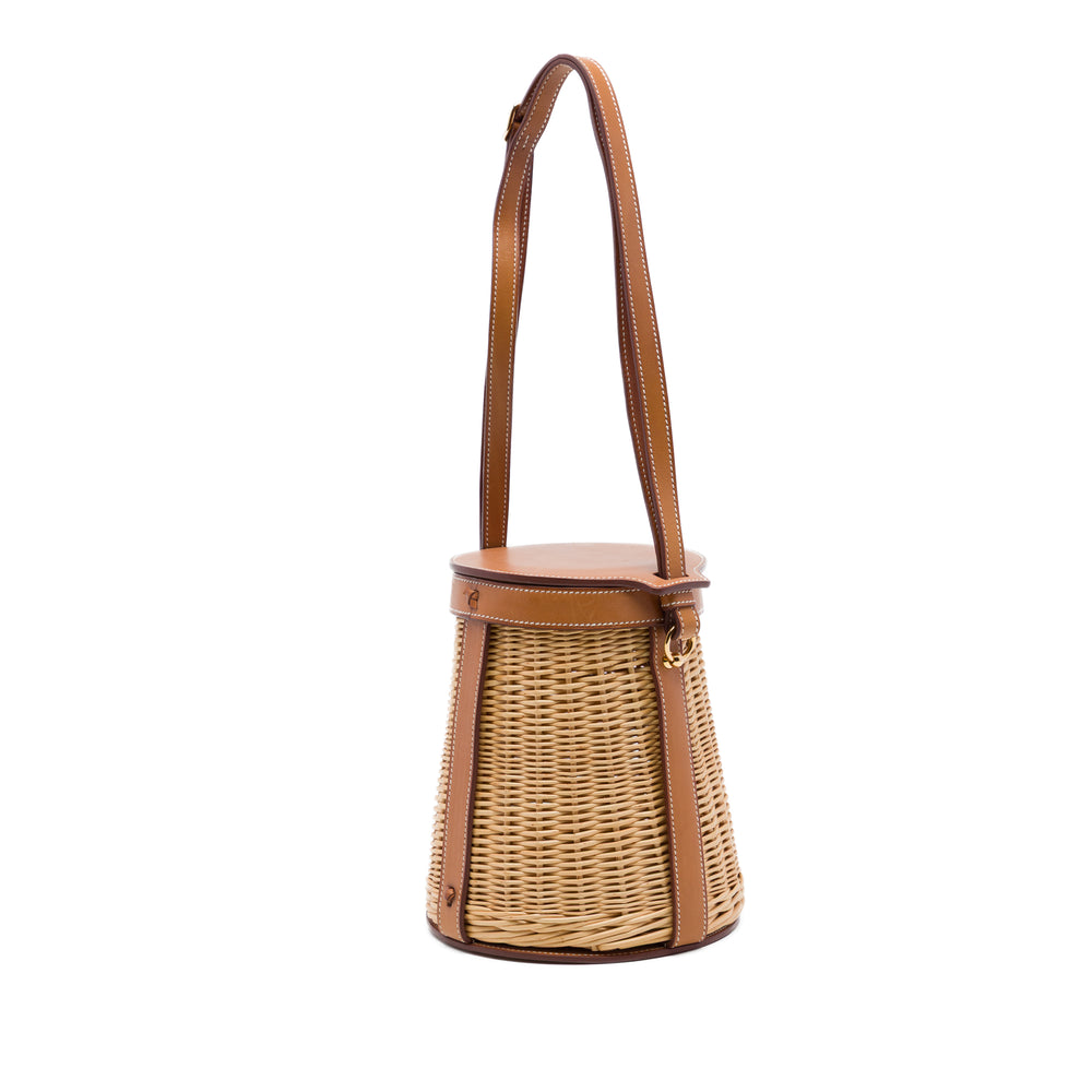Hermès Sac seau Barenia Farming Picnic Osier Marron – vue 2 – GABY PARIS