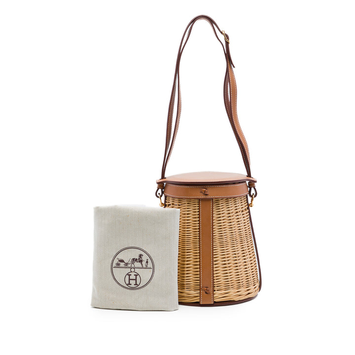 Hermès Sac seau Barenia Farming Picnic Osier Marron – vue 8 – GABY PARIS