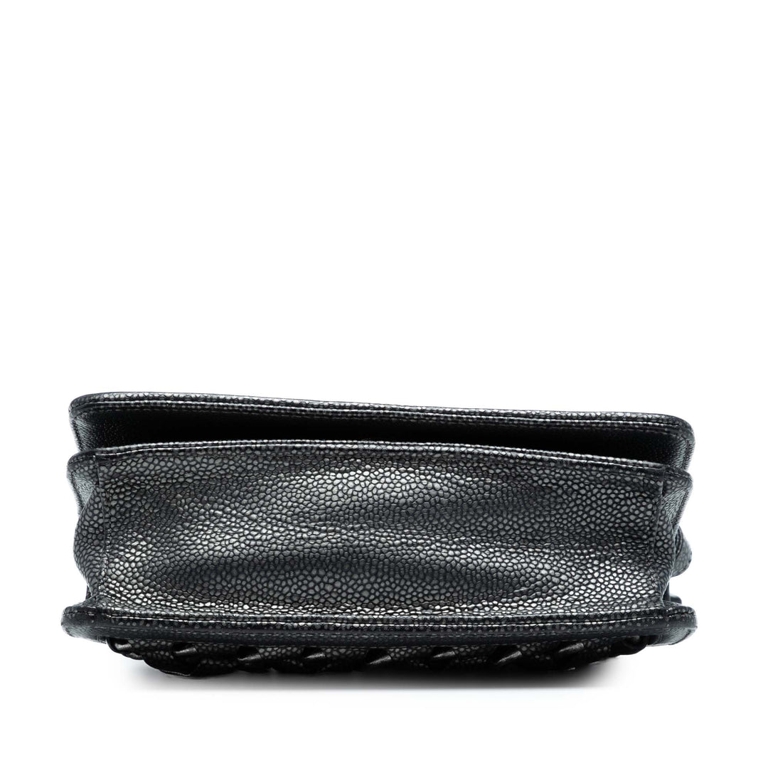 Chanel CC Metallic Caviar Interlaced Chain Pochette on Strap