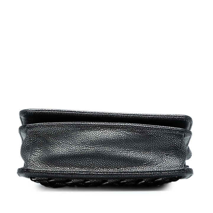 Chanel CC Metallic Caviar Interlaced Chain Pochette on Strap