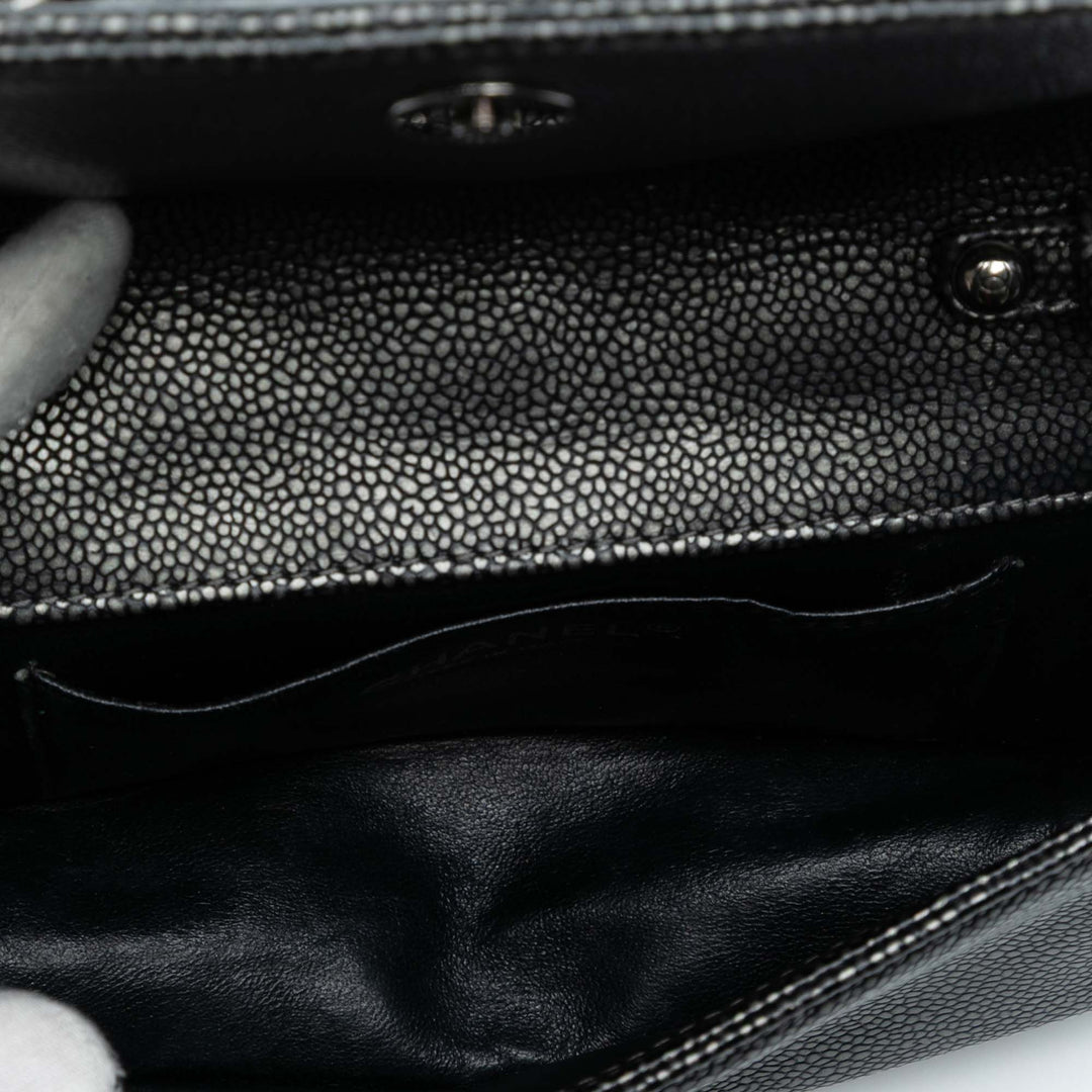 Chanel CC Metallic Caviar Interlaced Chain Pochette on Strap