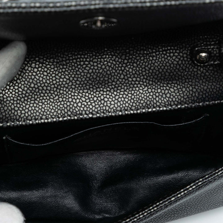 Chanel CC Metallic Caviar Interlaced Chain Pochette on Strap