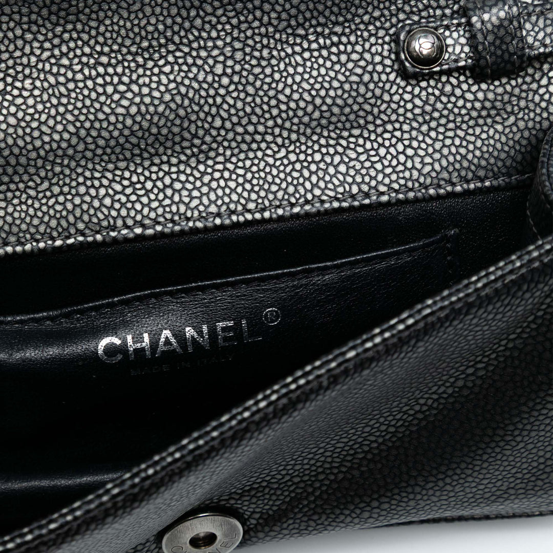 Chanel CC Metallic Caviar Interlaced Chain Pochette on Strap