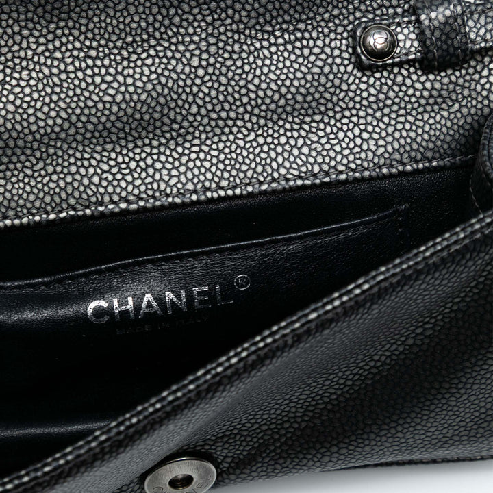 Chanel CC Metallic Caviar Interlaced Chain Pochette on Strap