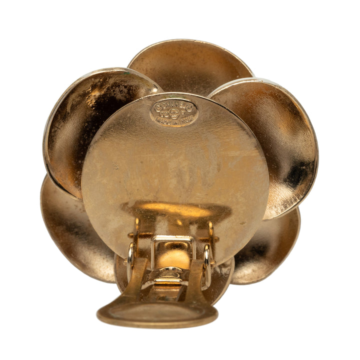 Chanel CC plaqué Émail Camellia À clip Boucles d'oreilles Other Blanc – vue 3 – GABY PARIS
