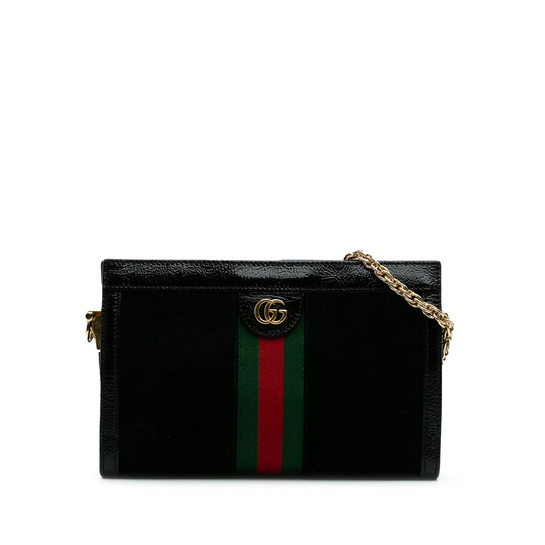 Small Suede Ophidia Chain Crossbody Black - Gaby Paris