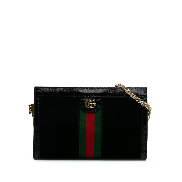 Small Suede Ophidia Chain Crossbody Black - Gaby Paris