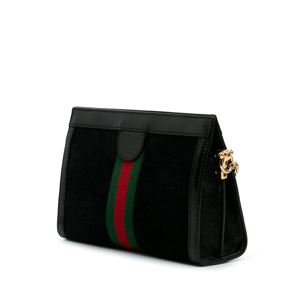 Small Suede Ophidia Chain Crossbody Black - Gaby Paris